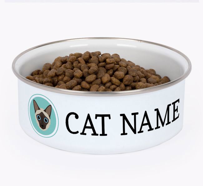 Name and Icon: Personalised {breedCommonName} Enamel Cat Bowl
